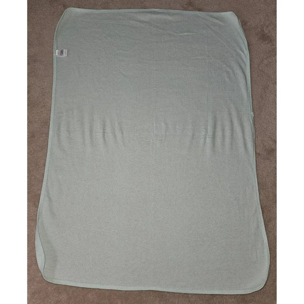 Bambini Solid Mint Green Waffle Knit 100% Cotton Thermal Blanket 28